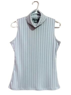 Vintage 90s Beechers Brook Gray Ribbed Sleeveless Turtleneck - Size Large EUC